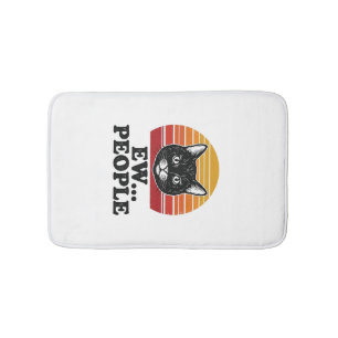 Funny Black Cat Ew People Retro Sunset T-Shirt Des Bath Mat