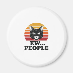 Funny Black Cat Ew People Retro Sunset T-Shirt Des Magnet