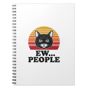 Funny Black Cat Ew People Retro Sunset T-Shirt Des Notebook