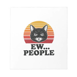 Funny Black Cat Ew People Retro Sunset T-Shirt Des Notepad
