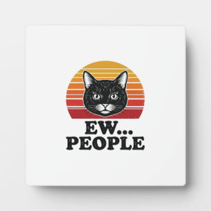 Funny Black Cat Ew People Retro Sunset T-Shirt Des Plaque
