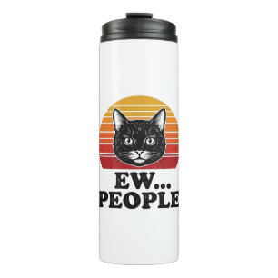 Funny Black Cat Ew People Retro Sunset T-Shirt Des Thermal Tumbler
