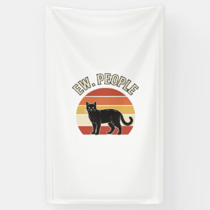 Funny Black Cat Ew People Vintage Retro Design_1 Banner