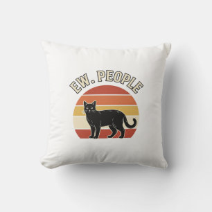 Funny Black Cat Ew People Vintage Retro Design_1 Cushion