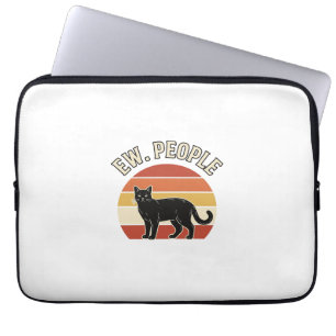 Funny Black Cat Ew People Vintage Retro Design_1 Laptop Sleeve
