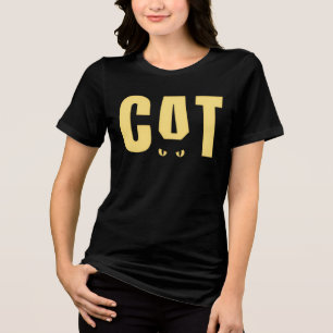 Funny Black Cat Eyes Graphic T-Shirt   Minimal Cat Tri-Blend Shirt