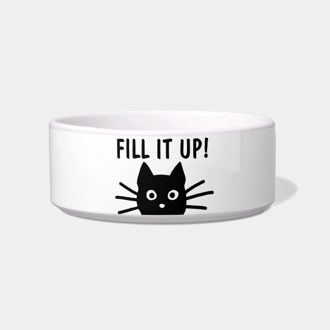 Funny Black Cat - Fill it up! Fun Kitty Food Bowl (Front)