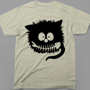 Funny Black Cat Fishbone Smile Cute Kitten T-Shirt