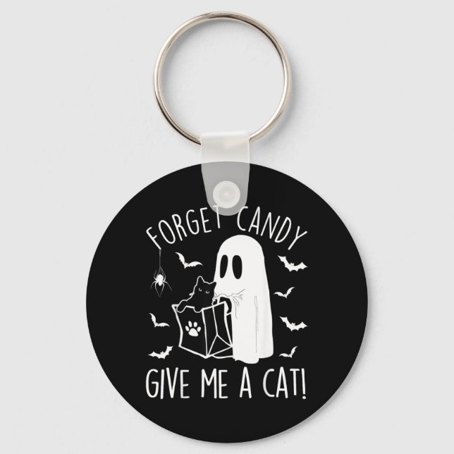 Funny Black Cat Forget Candy Give A Cat Lovers Key Ring (Front)