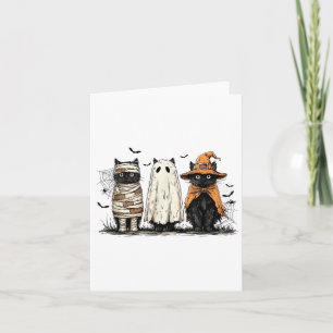 Funny Black Cat Ghost Witch Halloween Costume Men Card