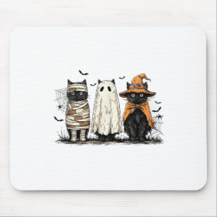 Funny Black Cat Ghost Witch Halloween Costume Men Mouse Mat