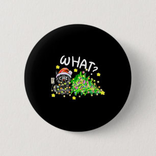Funny Black Cat Gift Pushing Christmas Tree Over C 6 Cm Round Badge