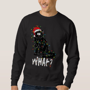 Funny Black Cat Gift Pushing Christmas Tree Over C Sweatshirt