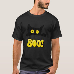 Funny Black Cat Halloween Boo Bats Scary Kids Moms T-Shirt