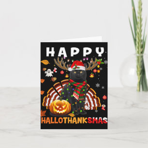 Funny Black Cat Halloween Christmas Cat Happy Hall Card