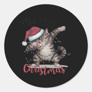 Funny Black Cat Halloween Funny Christmas Classic Round Sticker
