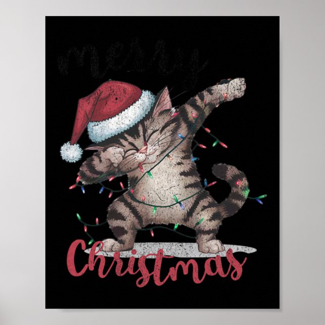 Funny Black Cat Halloween Funny Christmas  Poster (Front)