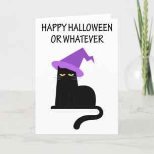 Funny Black Cat Halloween Holiday Card