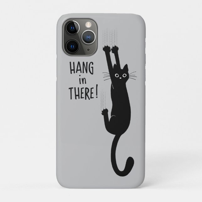 Funny Black Cat Hanging On | Hang in There! Case-Mate iPhone Case (Back)