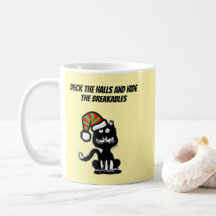 Funny Black Cat Holiday Humour Festive Cat Coffee Mug