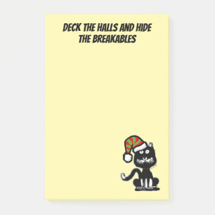 Funny Black Cat Holiday Humour Festive Cat Post-it Notes