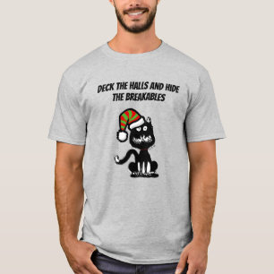 Funny Black Cat Holiday Humour Festive Cat T-Shirt