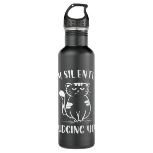 Funny Black Cat Im Silently Judging You Retro 167 710 Ml Water Bottle