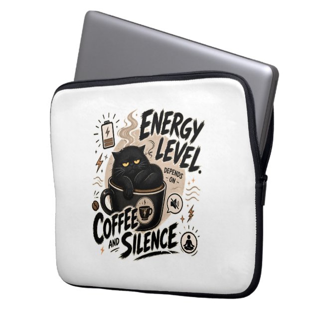 Funny Black Cat Introvert Laptop Sleeve (Front Left)