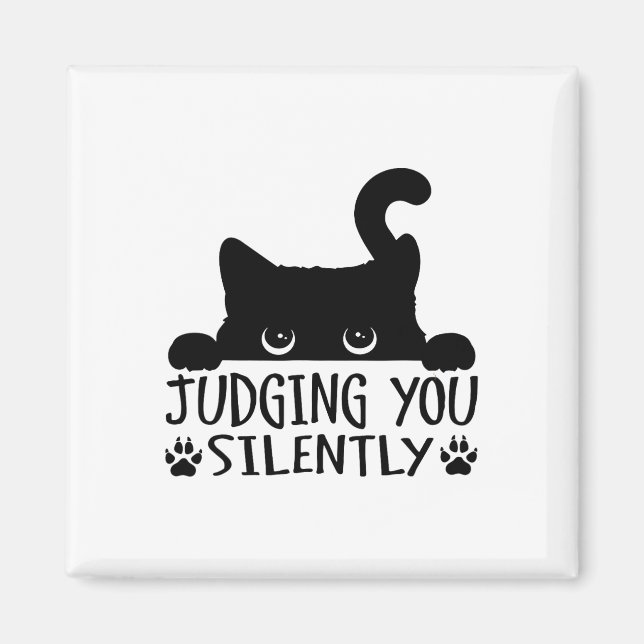 Funny Black Cat Judging You Silently Sarcastic Cat Magnet (Front)