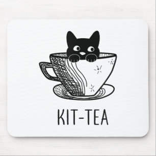 Funny Black Cat Kit-tea Graphic Men Women Girls Ki Mouse Mat
