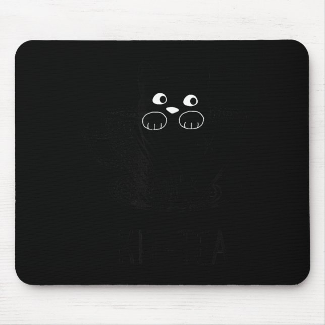 Funny Black Cat Kit-Tea Graphic Mouse Mat (Front)
