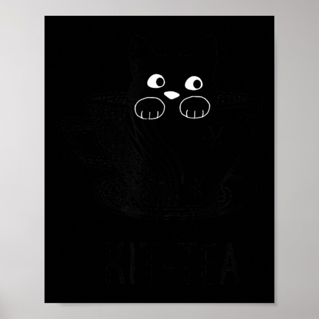 Funny Black Cat Kit-Tea Graphic Poster (Front)