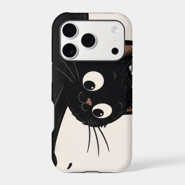 Funny Black Cat Knocking Over Pumpkin Halloween (Back)