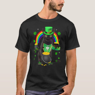 Funny Black Cat Leprechaun Shamrock St. Patrick's T-Shirt