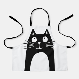 Funny black cat looking up  apron
