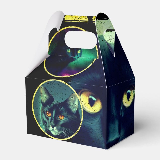 Funny Black Cat Lover Faux Bootleg 90s Graphic Favour Box (Back Side)