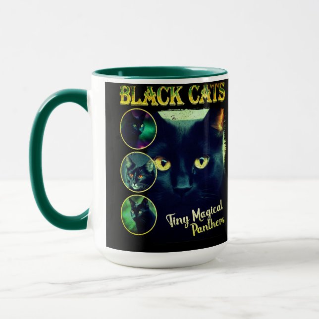 Funny Black Cat Lover Faux Bootleg 90s Graphic Mug (Left)
