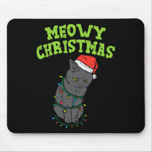 Funny Black Cat Meowy Christmas Funny Cat Men Boys Mouse Mat