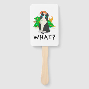 Funny Black Cat , Merry Christmas Cat Premium Hand Fan