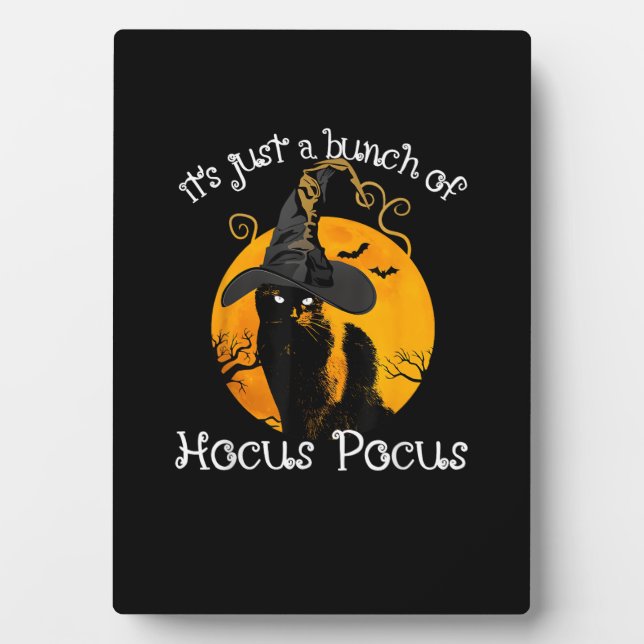 Funny Black Cat Moon Halloween Costume Bunch of Ho Plaque (Front)