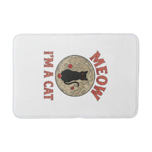 Funny Black Cat Moon Vintage Halloween Design_1 Bath Mat
