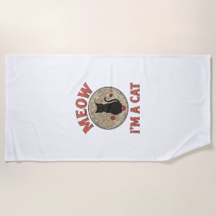 Funny Black Cat Moon Vintage Halloween Design_1 Beach Towel