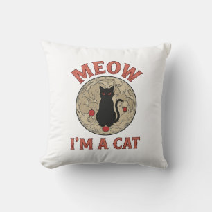 Funny Black Cat Moon Vintage Halloween Design_1 Cushion