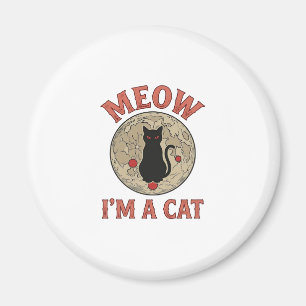 Funny Black Cat Moon Vintage Halloween Design_1 Magnet