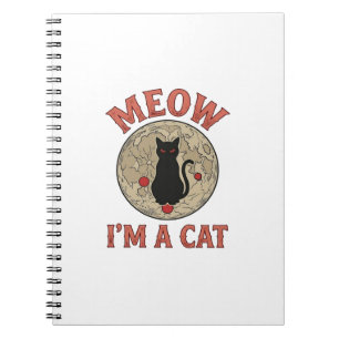 Funny Black Cat Moon Vintage Halloween Design_1 Notebook