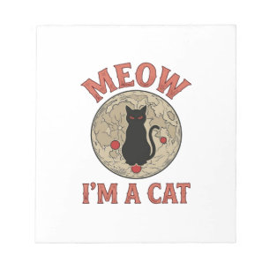 Funny Black Cat Moon Vintage Halloween Design_1 Notepad