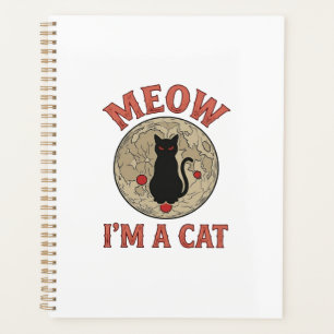 Funny Black Cat Moon Vintage Halloween Design_1 Planner