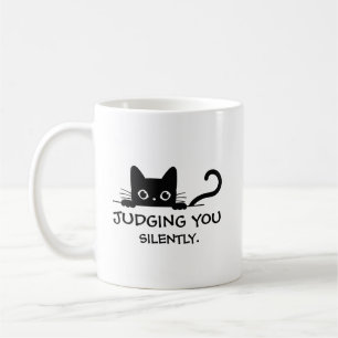 Funny Black Cat Mug – Judging You Silently