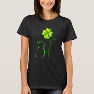 Funny Black Cat My Lucky Charm Shamrockst Patricks T-Shirt