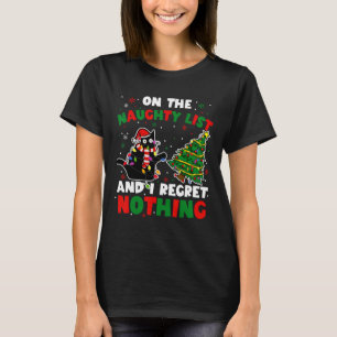 Funny Black Cat Naughty Santa Christmas Xmas Women T-Shirt